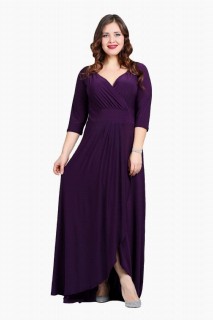 Long evening dress - Plus Size Slit Evening Dress 100276053 - Turkey