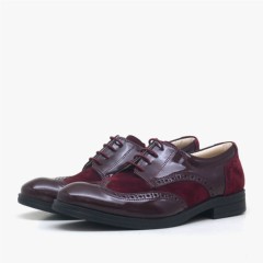 Titan Classic Claret Red patent leather Nubuck Lace up Boys Shoes 100278711