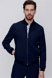 Men's Navy Blue Icon Straight Dynamic Fit Comfortable Cut Bomber Short Spring Jacket 100350732