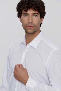 Men's White Basic Pocketless Regular Fit Comfy Cut Shirt 100351035