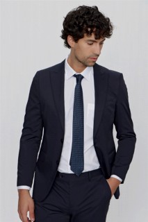 Men's Navy Blue Cotton Sebbay Basic Slim Fit Slim Fit 6 Drop Suit 100351285