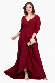 Long evening dress - Plus Size Front Slit Evening Dress 100276027 - Turkey
