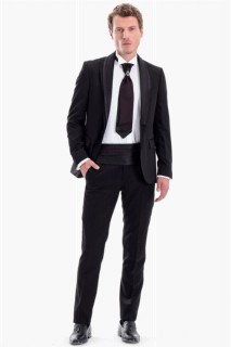 Men Clothing - Men's Black Manhattan Slim Fit Suit 100350502 - Turkey