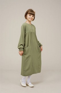 Daily Dress - فستان بناتي صغير مزين بأزرار وجيب 100352519 - Turkey