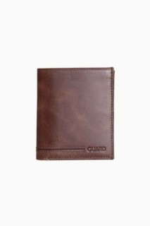 Multi-Compartment Vertical Antique Brown Leather Men's Wallet 100346232