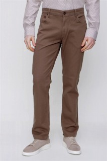 pants - Men's Light Brown Cotton Straight Dynamic Fit Comfortable Fit 5 Pocket Trousers 100350750 - Turkey