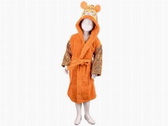 Set Robe - Aslan 100% Cotton Children's Bathrobe Mustard 1-2 Years 100330122 - Turkey