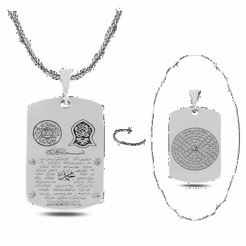 Written Double Sided Silver Necklace 100348181