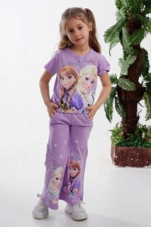 Girl Kid Snow Queen Printed Lilac Tracksuit Suit With Elastic Waist 100328335