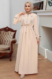 Clothes - Beige Hijab Dress 100341061 - Turkey