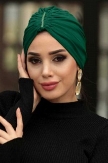Shawl - Green Hijab Cap Shawl 100336422 - Turkey