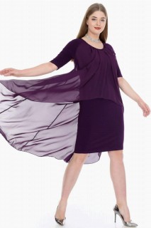 Woman Clothing - لباس میدی شیفون سایز بزرگ 100276170 - Turkey