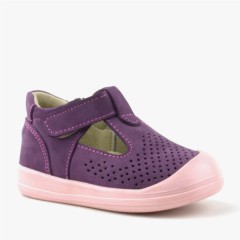 Baby Girl Shoes - Shaun Genuine Leather Purple Anatomic Baby Sandals 100352395 - Turkey