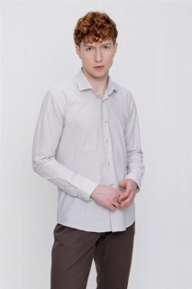Shirt - Men's Beige Printed Slim Fit Slim Fit Shirt 100350769 - Turkey