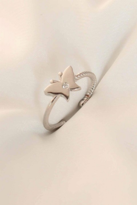 Jewelry & Watches - Butterfly Figure Zircon Stone Detail Silver Color Women's Ring 100327651 - Turkey