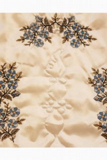 Blue Daisy Embroidered Satin Prayer Rug 100280219