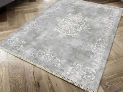 Carpet - Non-Slip Base Digital Print Velvet Carpet Alberta Gray 150x220 Cm 100260409 - Turkey