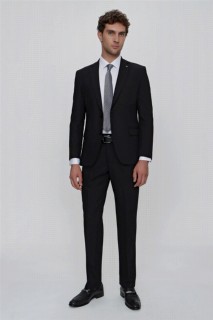 Men Clothing - بدلة رجالي سوداء أساسية ليباريس ديناميك فيت فضفاض قطع 6 دروب 100350992 - Turkey