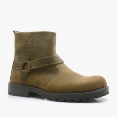 Boots -  Chiron Cuir Véritable Fermeture Éclair Fourrure Bottes Couleur Sable 100278678 - Turkey