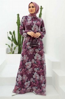 Clothes - Dark Dusty Rose Hijab Dress 100332779 - Turkey
