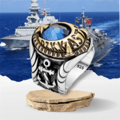 mix - Ay Yıldız Naval Forces Command Petty Officer Silver Ring Blue 100348081 - Turkey