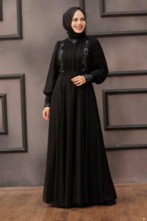 Evening & Party Dresses - Black Hijab Evening Dress 100337880 - Turkey