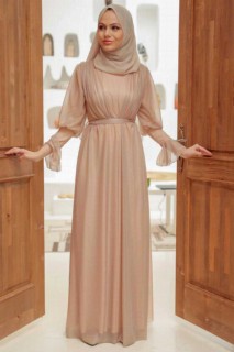 Evening & Party Dresses - Biscuit Hijab Evening Dress 100339517 - Turkey
