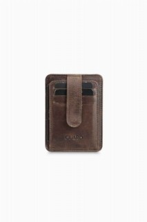 Leather - Guard Vertical Crazy Brown Leather Card Holder 100345496 - Turkey