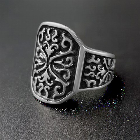 Embossed Patterned Silver Ring 100350253