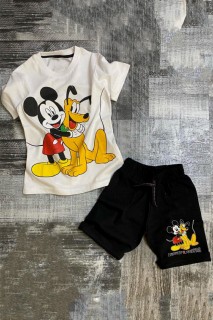 Shorts Set - Boy Mickey & Friends Printed White Shorts Set 100327529 - Turkey