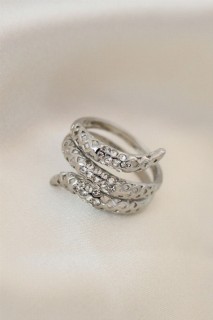jewelry - Adjustable Silver Color Metal Zircon Stone Ring 100319278 - Turkey