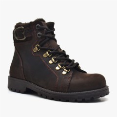 Boy Shoes -  Griffon Bottes d'hiver pour adolescents en cuir véritable avec fermeture à glissière 100278593 - Turkey