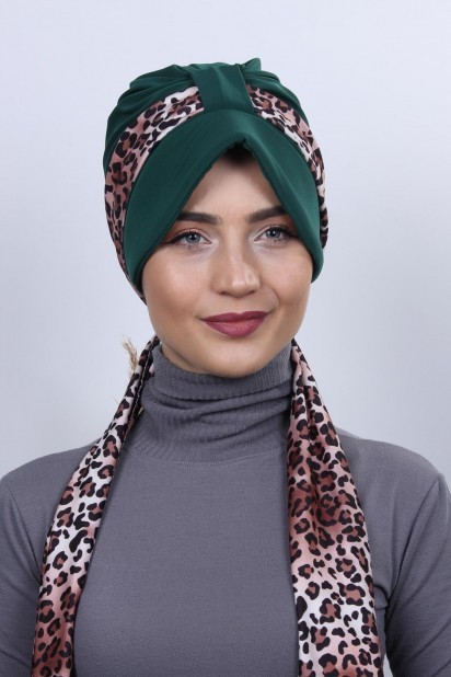Hat-Cap Style - کلاه روسری سبز زمردی - Turkey