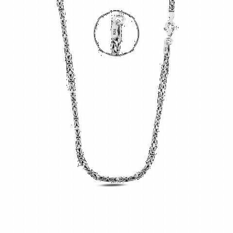 Necklace - Silver Oval King Necklace Chain 2mm 100349700 - Turkey