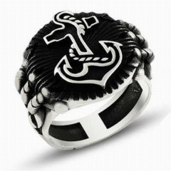 Anchor Pattern Claw Pattern Silver Men's Ring 100347750