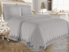 Pike Cover Sets - French Guipure Lisa Blanket Set Gray 100258055 - Turkey