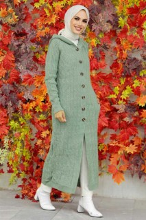 Outwear - Almond Green Hijab Knitwear Cardigan 100345028 - Turkey