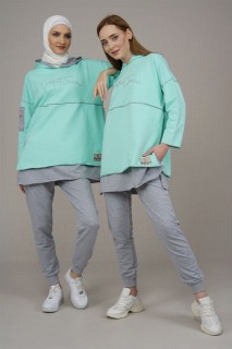 Lingerie & Pajamas - Women's Hooded Reverse Stitched Tracksuit 100325405 - Turkey
