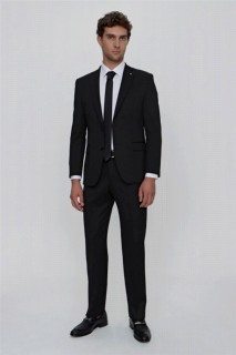Suit - بدلة رجالي سوداء بقصة ديناميكية مريحة بقصة مريحة 6 دروب 100350985 - Turkey