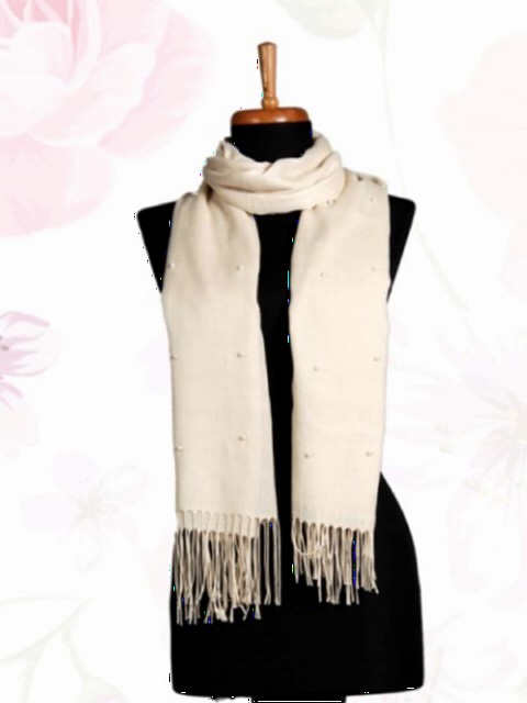Pashmina with Pearl - Beige / code : 3-109 - Turkey