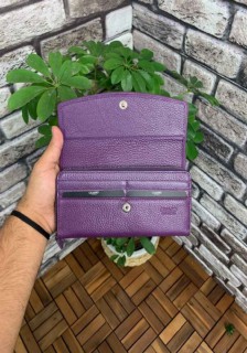 Purple Zippered Leather Women's Wallet 100345452