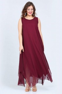 Large Size Women's Casual Cut Chiffon Evening Dress Claret Red 100276003
