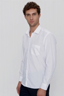 Top Wear - Men's White Basic Pocketed Regular Fit Comfy Cut Shirt 100351042 - Turkey