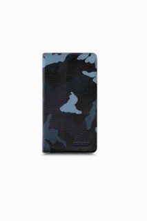 Guard Plus Phone Entry Garni Blue Camouflage Leather Unisex Wallet 100345425