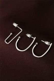 Earrings - earringsGeometric Pattern Silver Color Metal Multiple Earrings 100319582 - Turkey