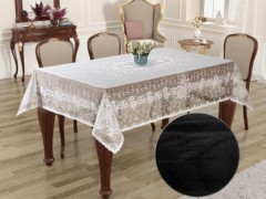 Rectangle Table Cover - Knitted Panel Pattern Rectangle Table Cloth Sultan Black 100259272 - Turkey