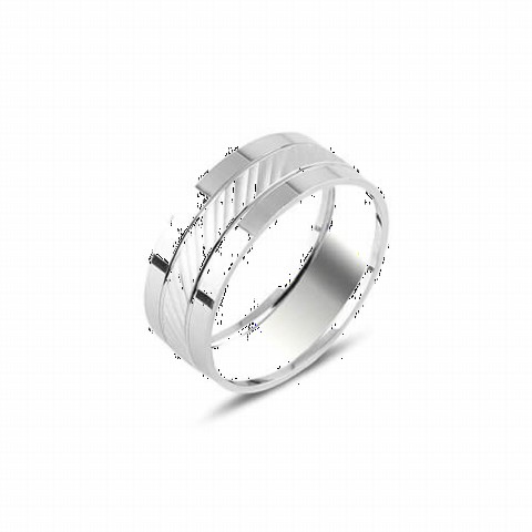Men - 925 Sterling Silver Sliver Motif Wedding Ring 100346967 - Turkey