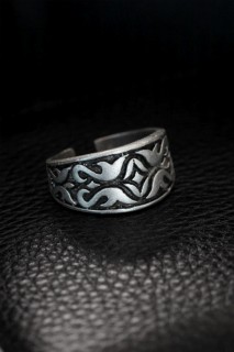 Silver Rings 925 - Adjustable Patterned Men's Ring 100319545 - Turkey