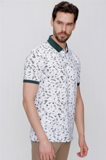 Men's Gray Polo Collar Printed Dynamic Fit Comfortable T-Shirt 100350729
