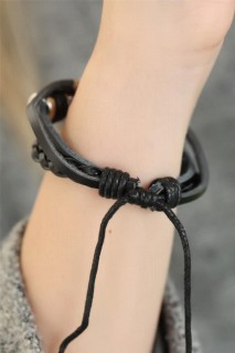 Black Color ZÃ¼lfikar Sword Design Multiple Leather Women's Bracelet 100318518